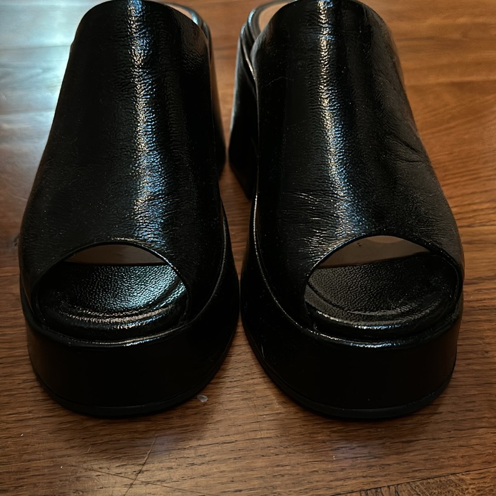 Ganni chunky platform sandals size 38 (fits 7.5 or 8) black shiny - Picture 6 of 6